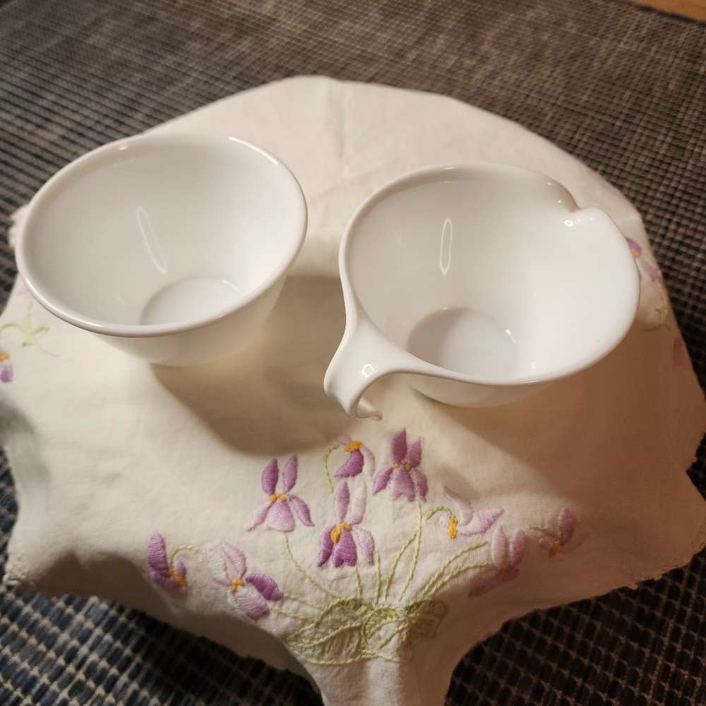 Corelle Winter Frost Creamer and Sugar Bowl Set